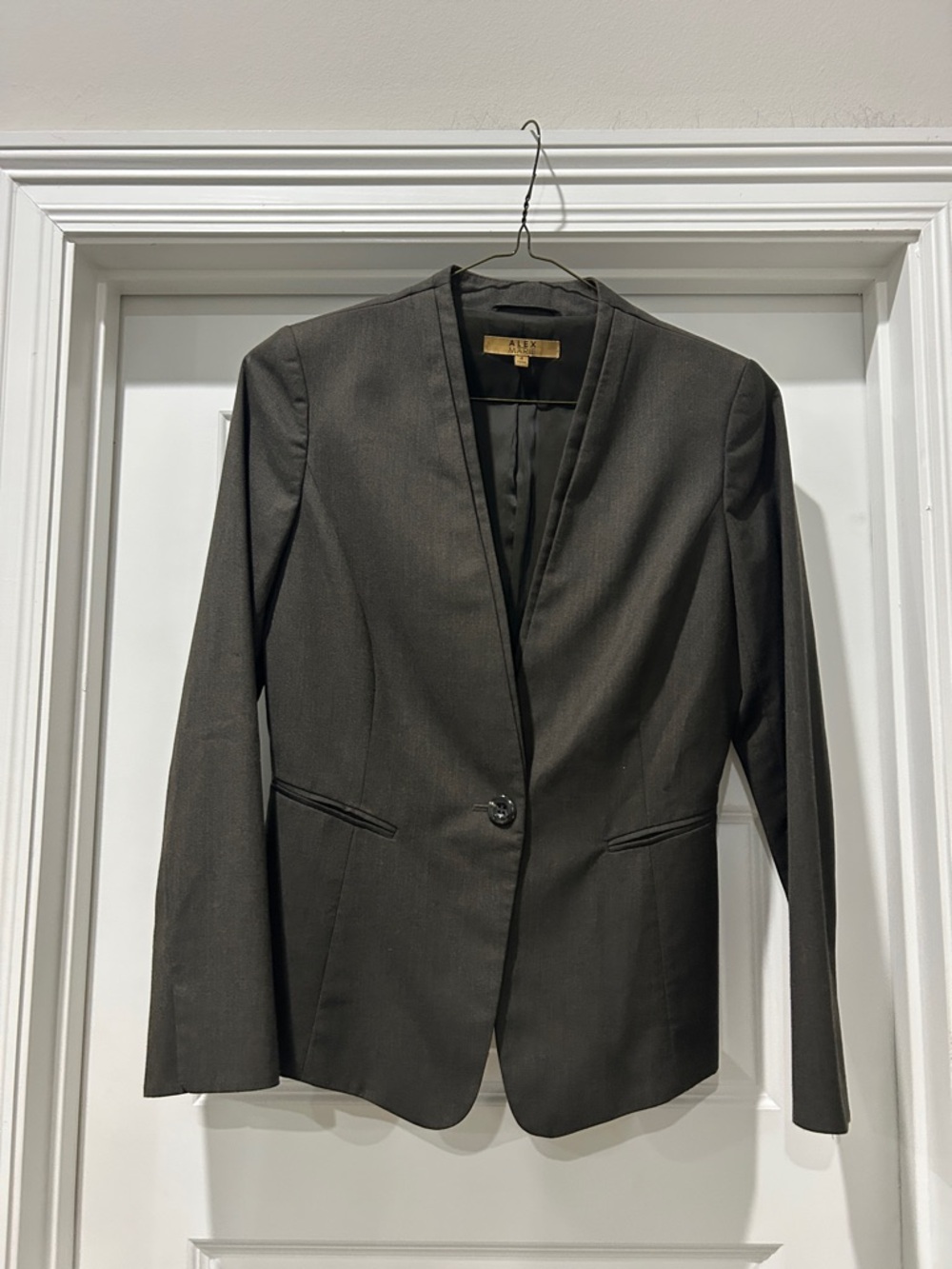 Alex Marie Dark Gray Single-Button Tailored Blazer